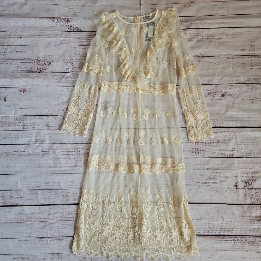 Danity Paris Nasty Gal Sheer Lace Midi Dress NWT Womens Large